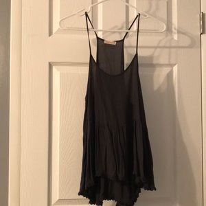 skinny strap high low tiered tank top